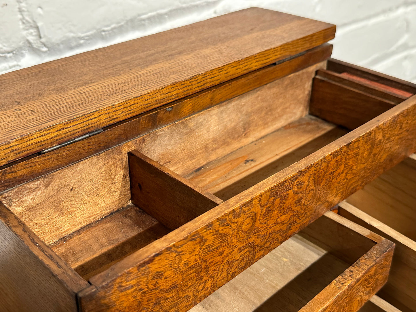Antique Japanese Meiji Era c 1920's Mulberry Wood Haribako Sewing Tansu 11.5"