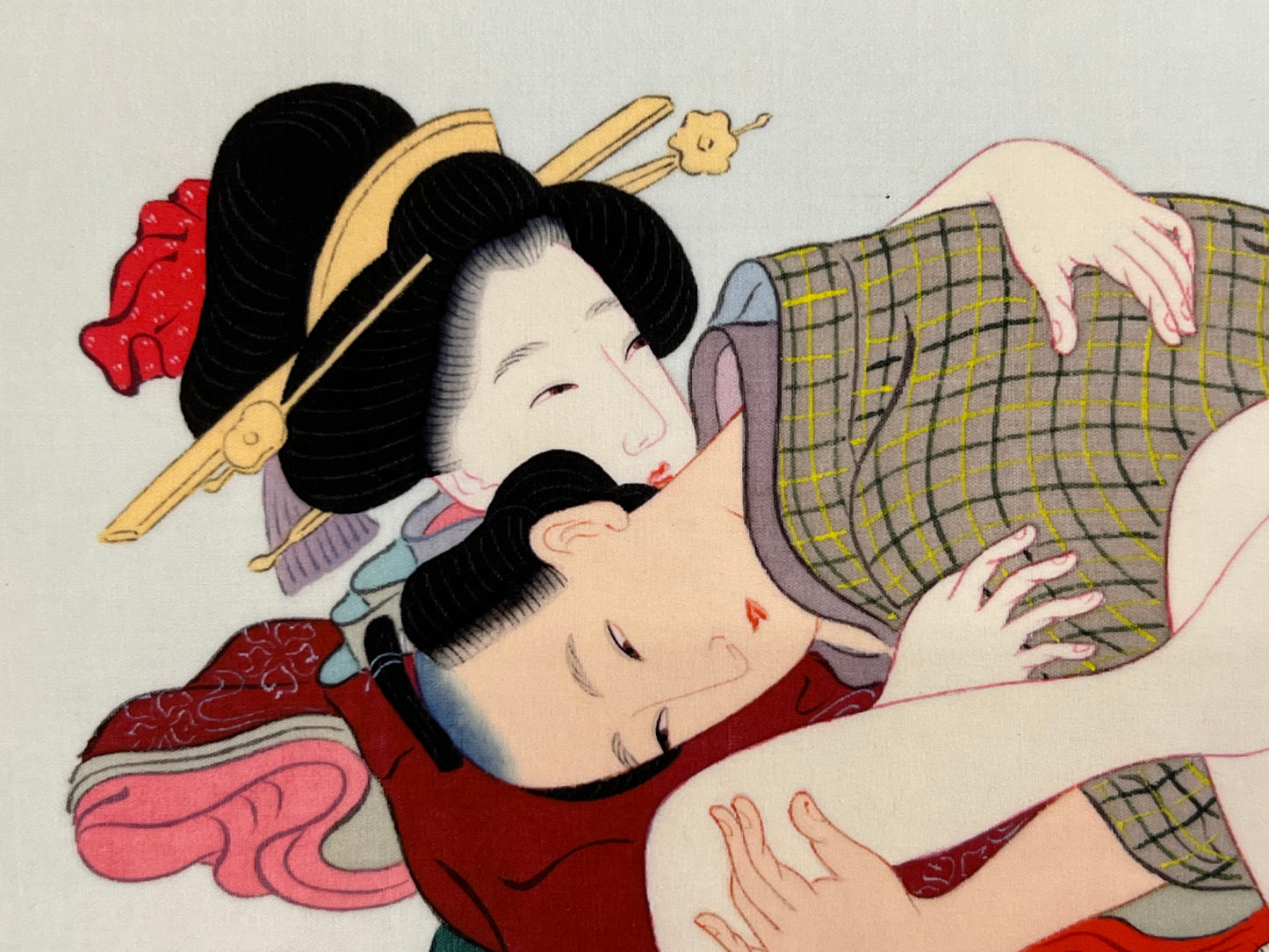 Shunga Japanese Erotic Art Giclee Print Hand Painting on Silk 10.5"x7.5" #11