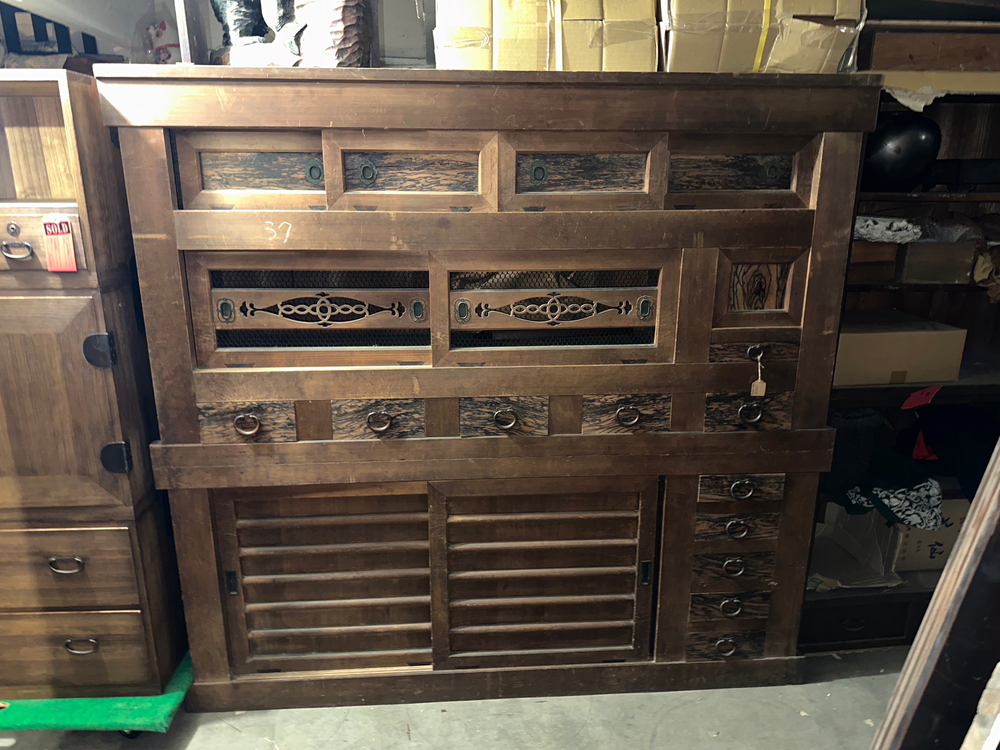 Antique Japanese Kitchen Tansu Meiji Era c1890's Keyaki & Sugi Wood Ta – Shogun's Gallery