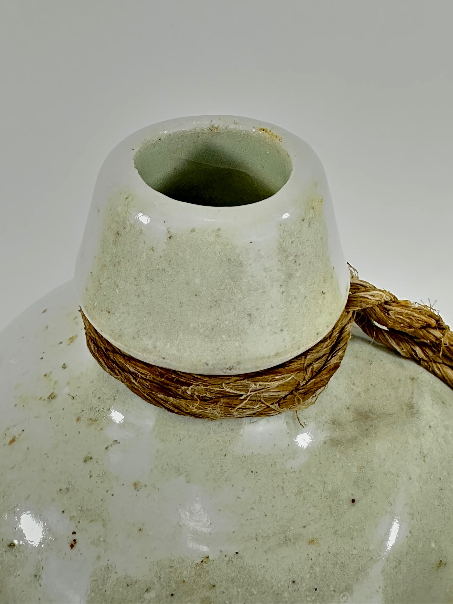 Antique Japanese 1800's Tokkuri Sake Jug Calligraphy Ceramic Vase 10"