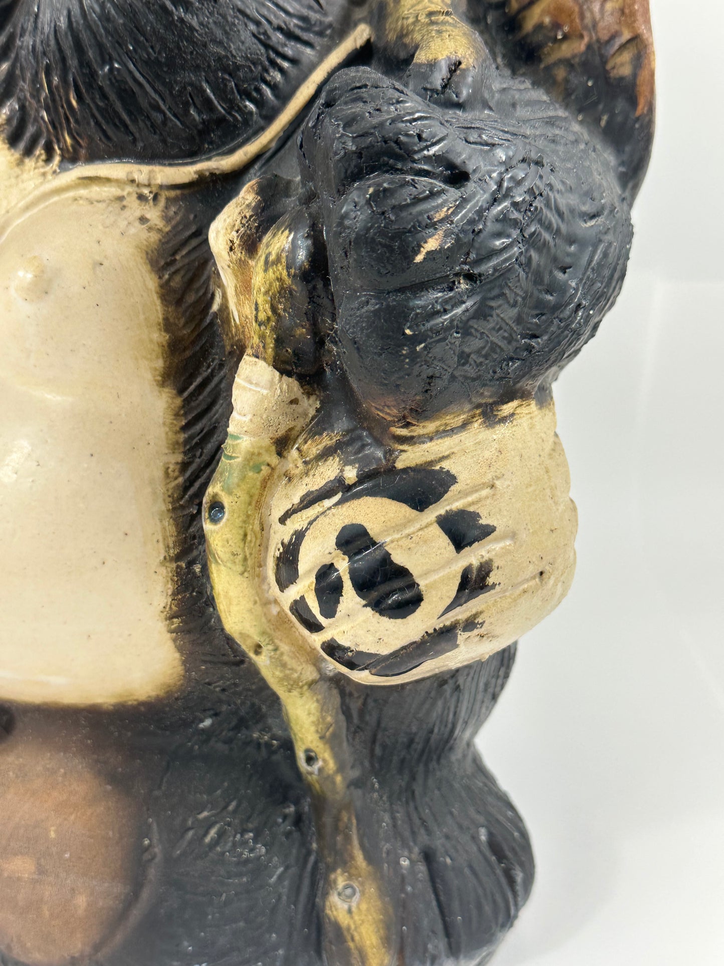 Vintage Japanese Ceramic Tanuki Statue Abundance & Prosperity 15"H