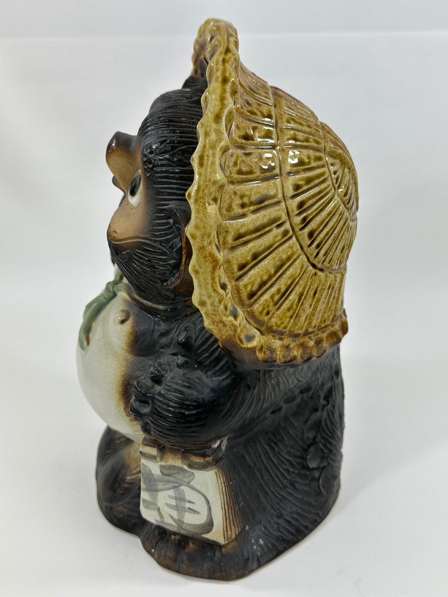 Vintage Japanese Tanuki "Raccoon-dog" Ceramic Statue 10”
