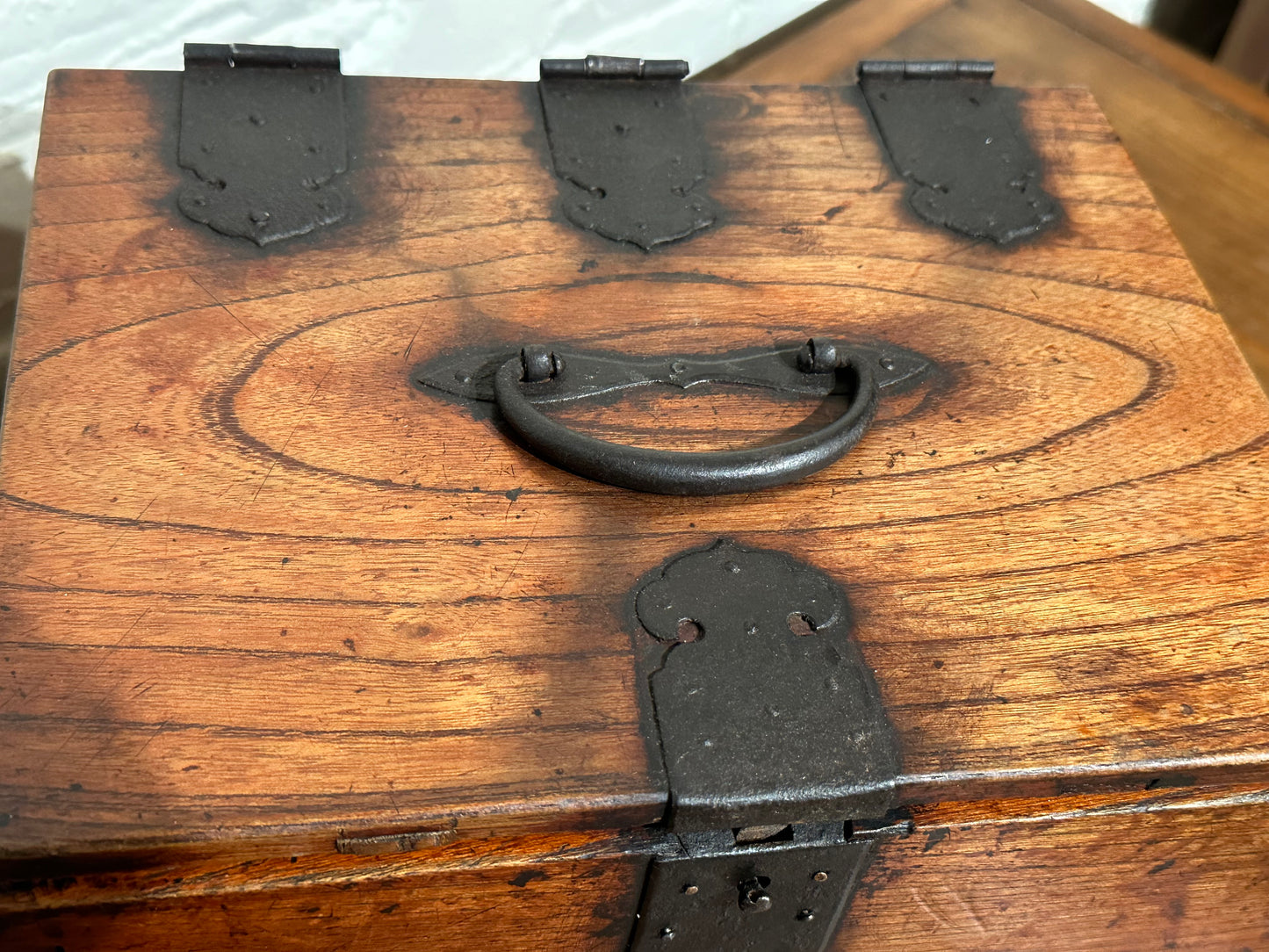 Antique Japanese Meiji Era Suzuribako Calligraphy Tansu Keyaki Wood 10"