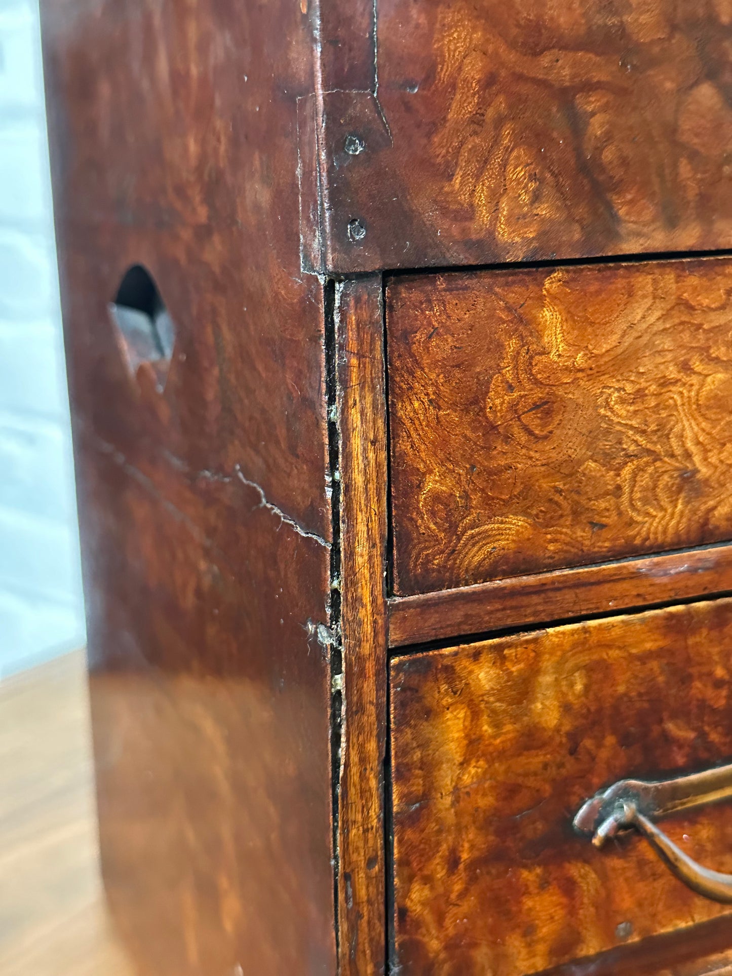 Antique Japanese 4 Drawer Kyodai Vanity Tansu Mullberry Wood 14" Haribako