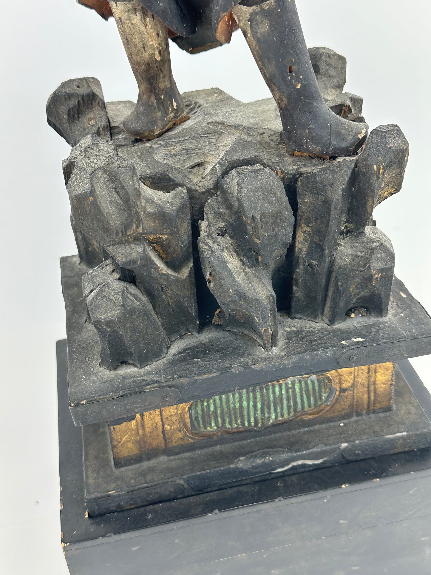 Antique Japanese Wooden Statue of Bishamonten Guardian Edo Period 17th-19th C. 22" Tall LS#047