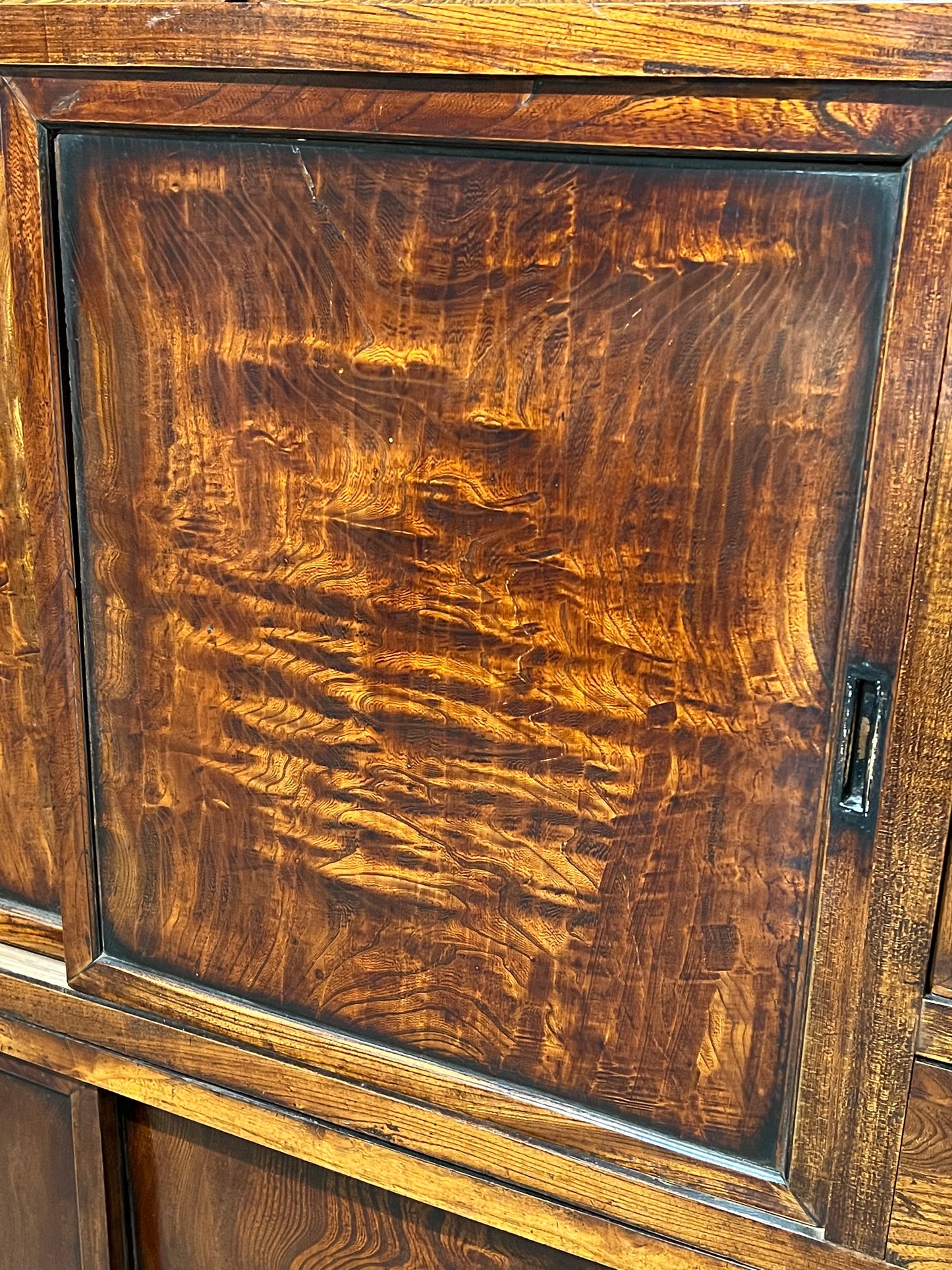 Antique Japanese Mizuya Meiji Era Late 19th Keyaki Elm Kitchen Chest 52"
