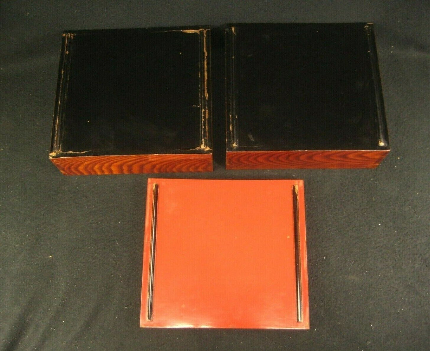 Antique Japanese Meiji Era (C.1900) Wood & Lacquer Kasaneju Stacking Box
