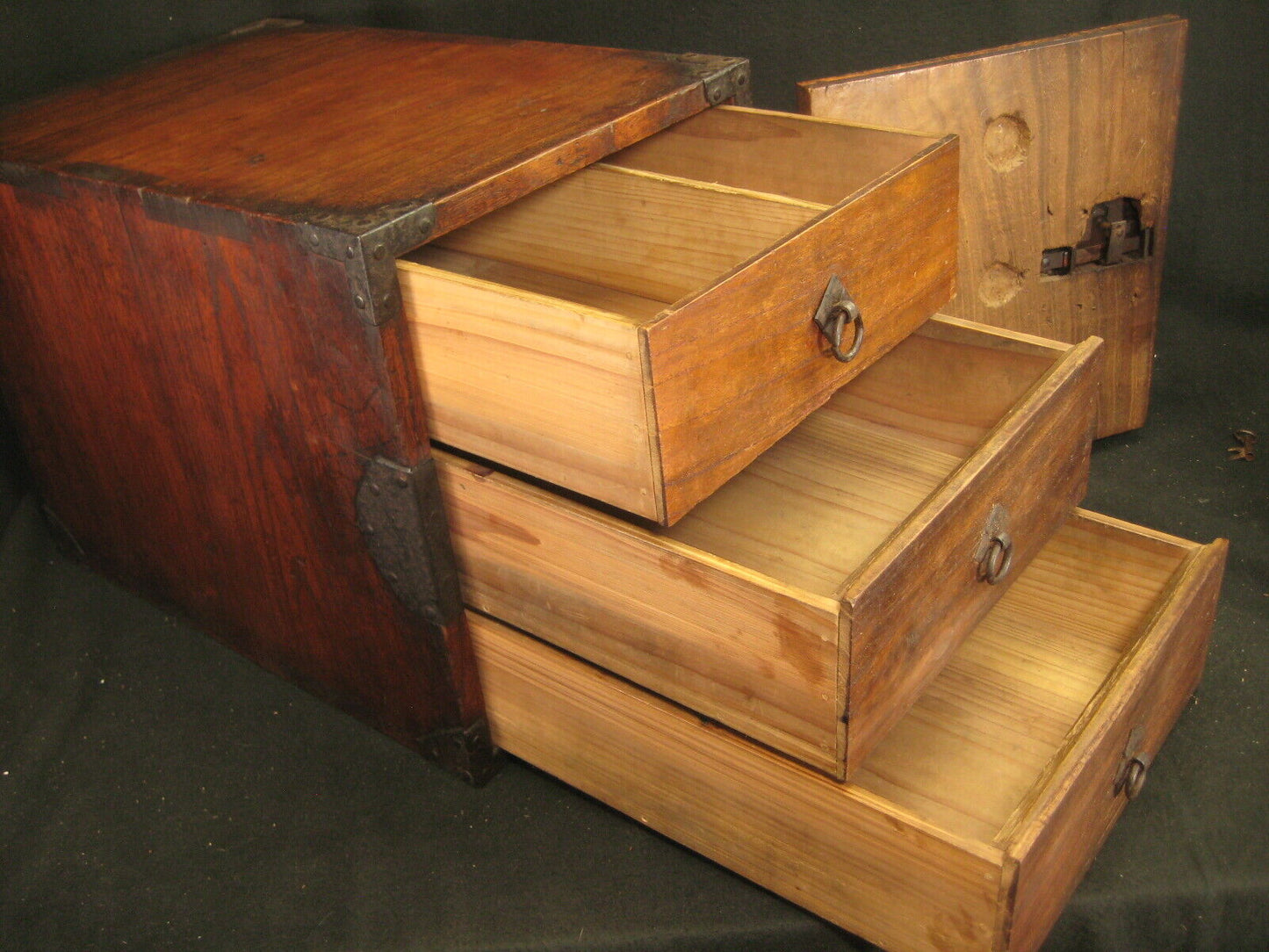 Antique Japanese Edo Era (C1800) Kakesuzuri Funadansu Document Tansu Chest