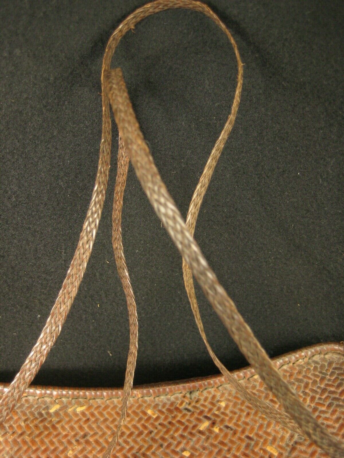 Antique Japanese Chinese Showa Era (C. 1930) Bamboo Lidded Bag Kago Basket