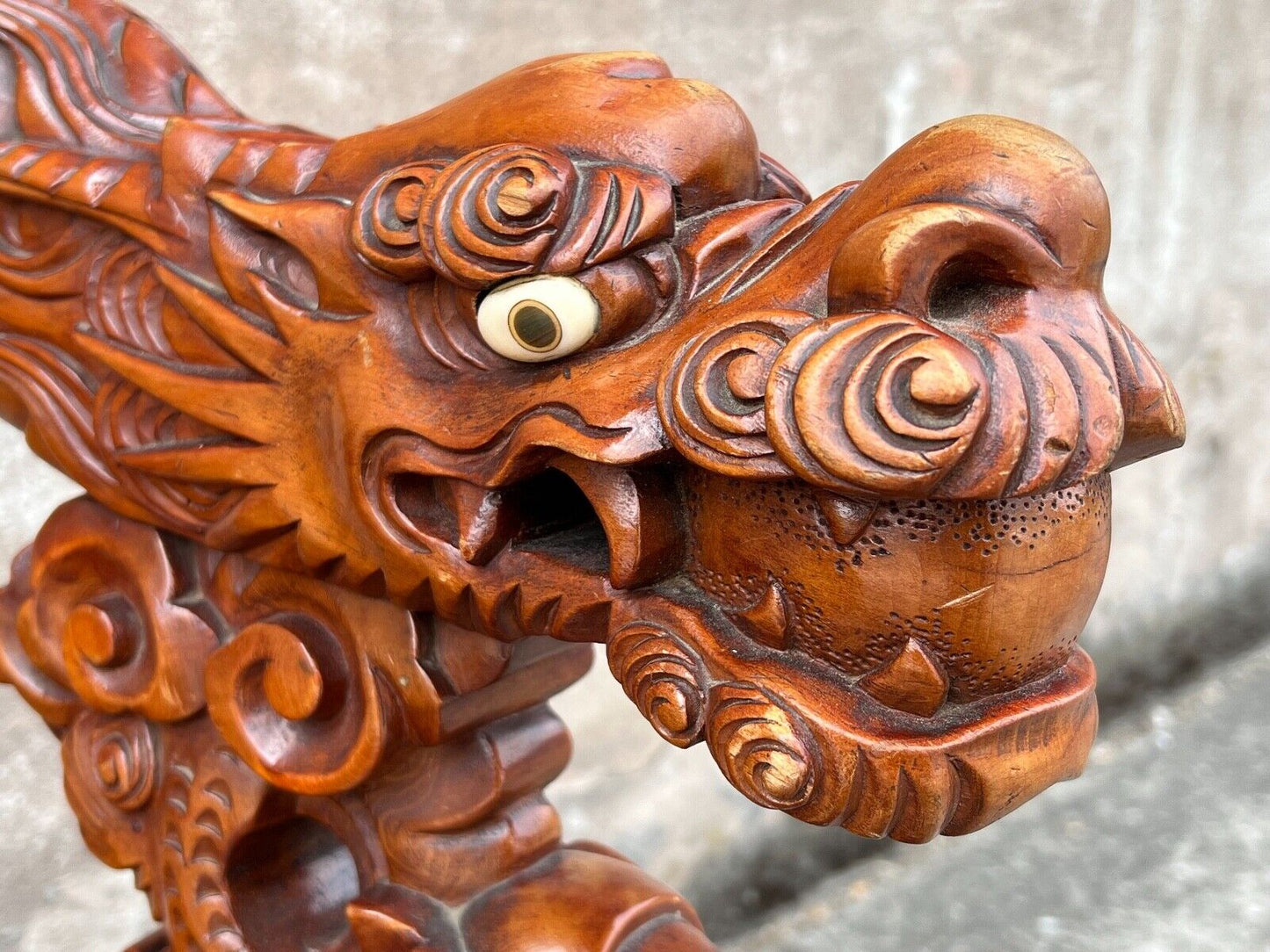 Antique Japanese Meiji Era (C1900) Dragon Chair Hand Carved For Export 17"Seat