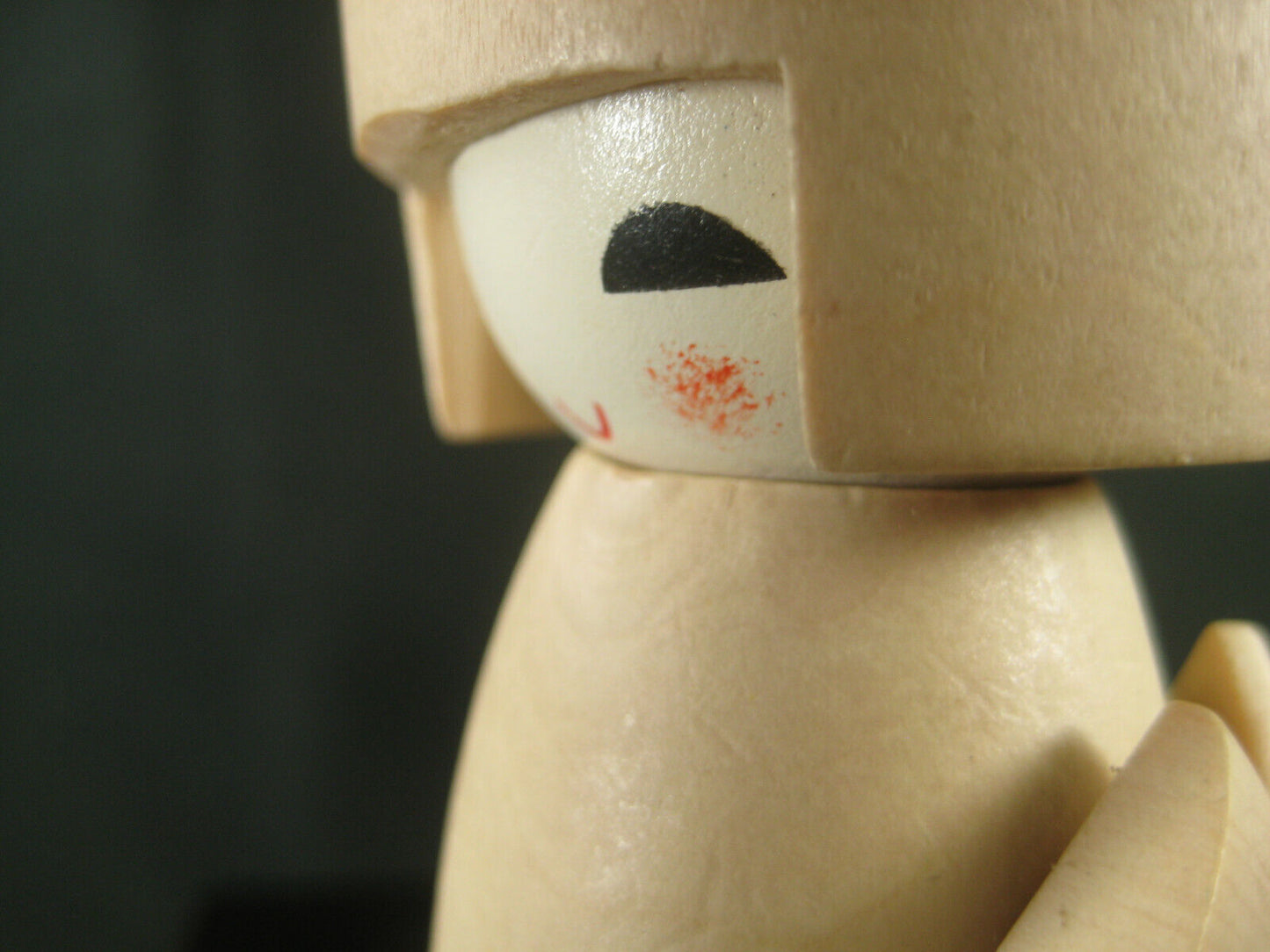 Vintage Japanese Kokeshi Natural Wood Doll W/ Obi Bow And Hair Tie 3"