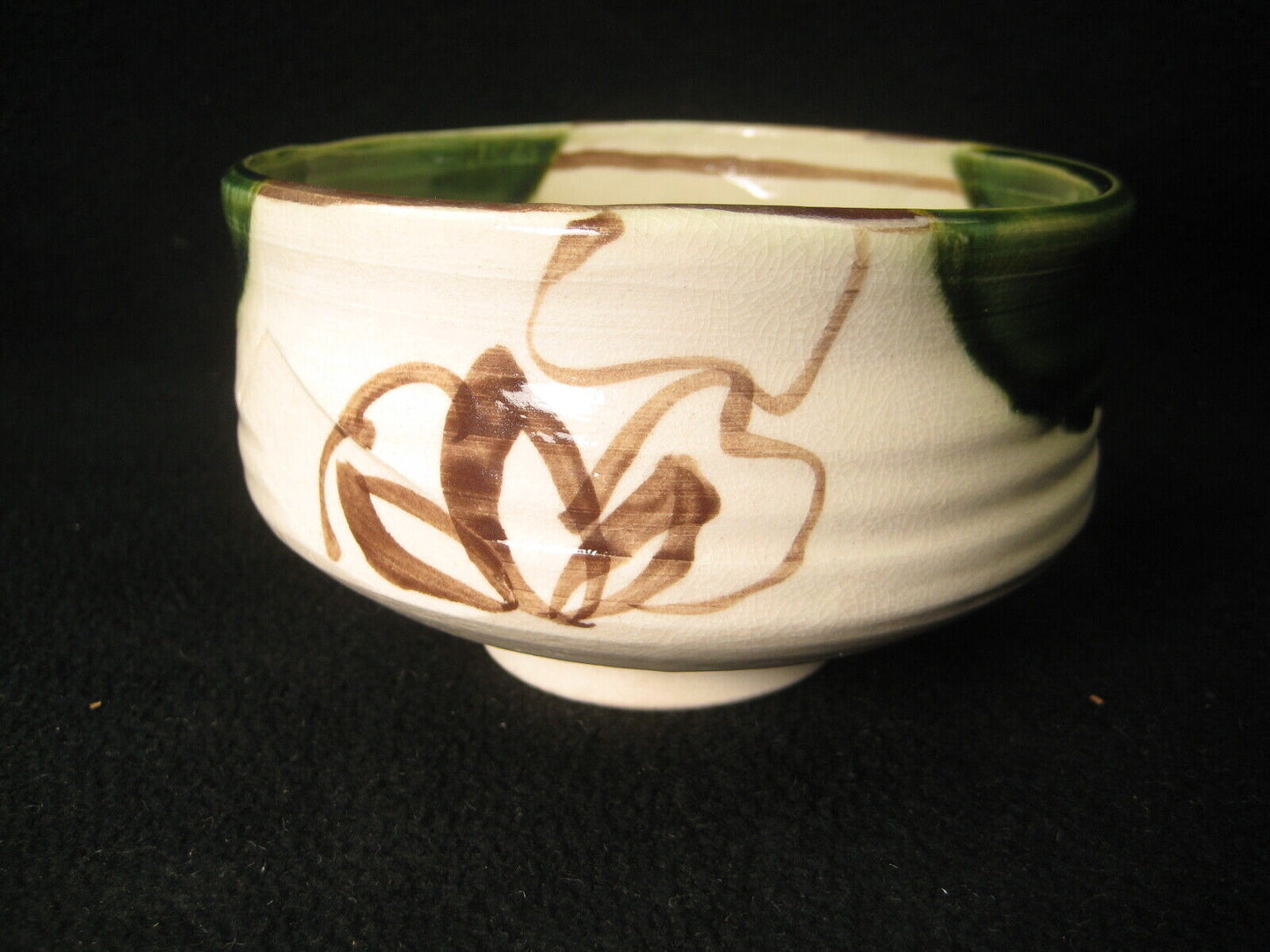 Antique Japanese Signed Oribe Ware Tea Ceremony Ceramic Chawan Tea Bowl