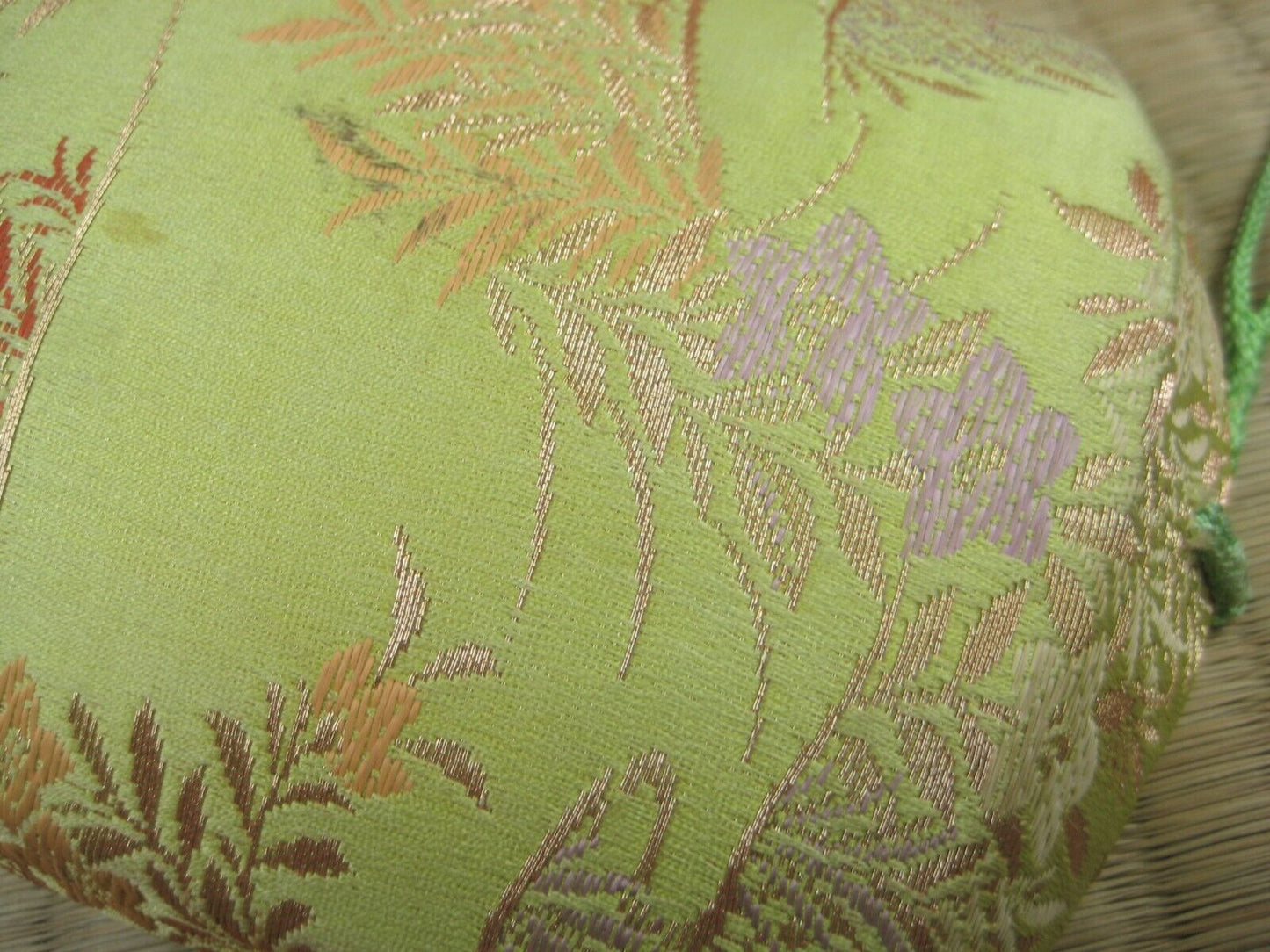 Vintage Japanese Shamisen Doukake Side Cover For Dou (Body) Green W/ Flowers