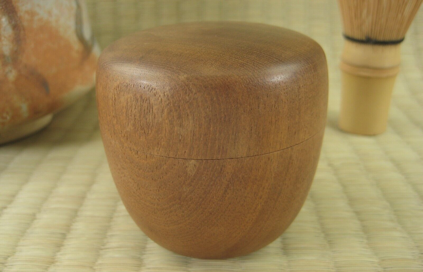 Vintage Japanese Tea Ceremony Natsume Tea Caddy Natural Wood