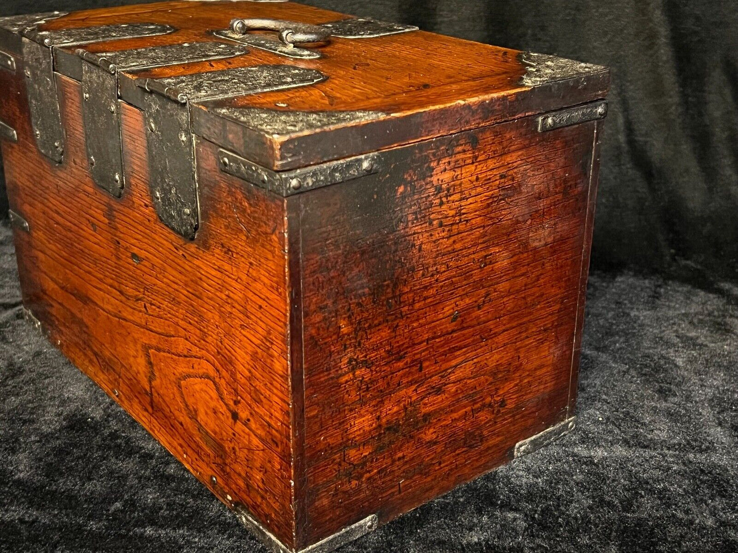 Antique Japanese Meiji Era C1880 Keyaki Wood Suzuribako Calligraphy Tansu