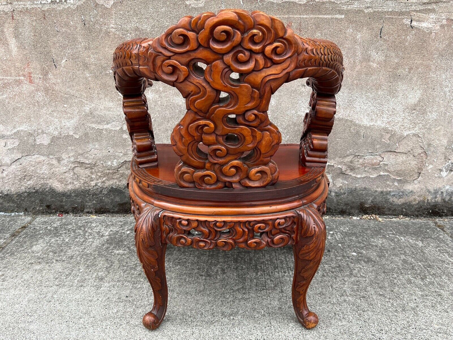 Antique Japanese Meiji Era (C1900) Dragon Chair Hand Carved For Export 17"Seat