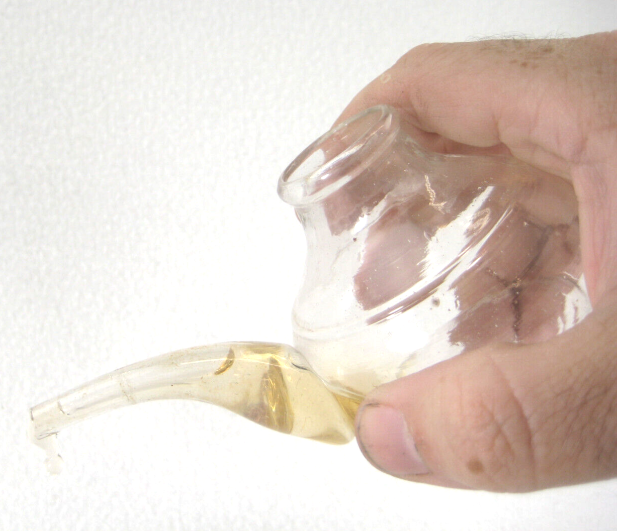 Antique Japanese Small Glass Blown Water Pour Decanter For Calligraphy 5" X 2.5"