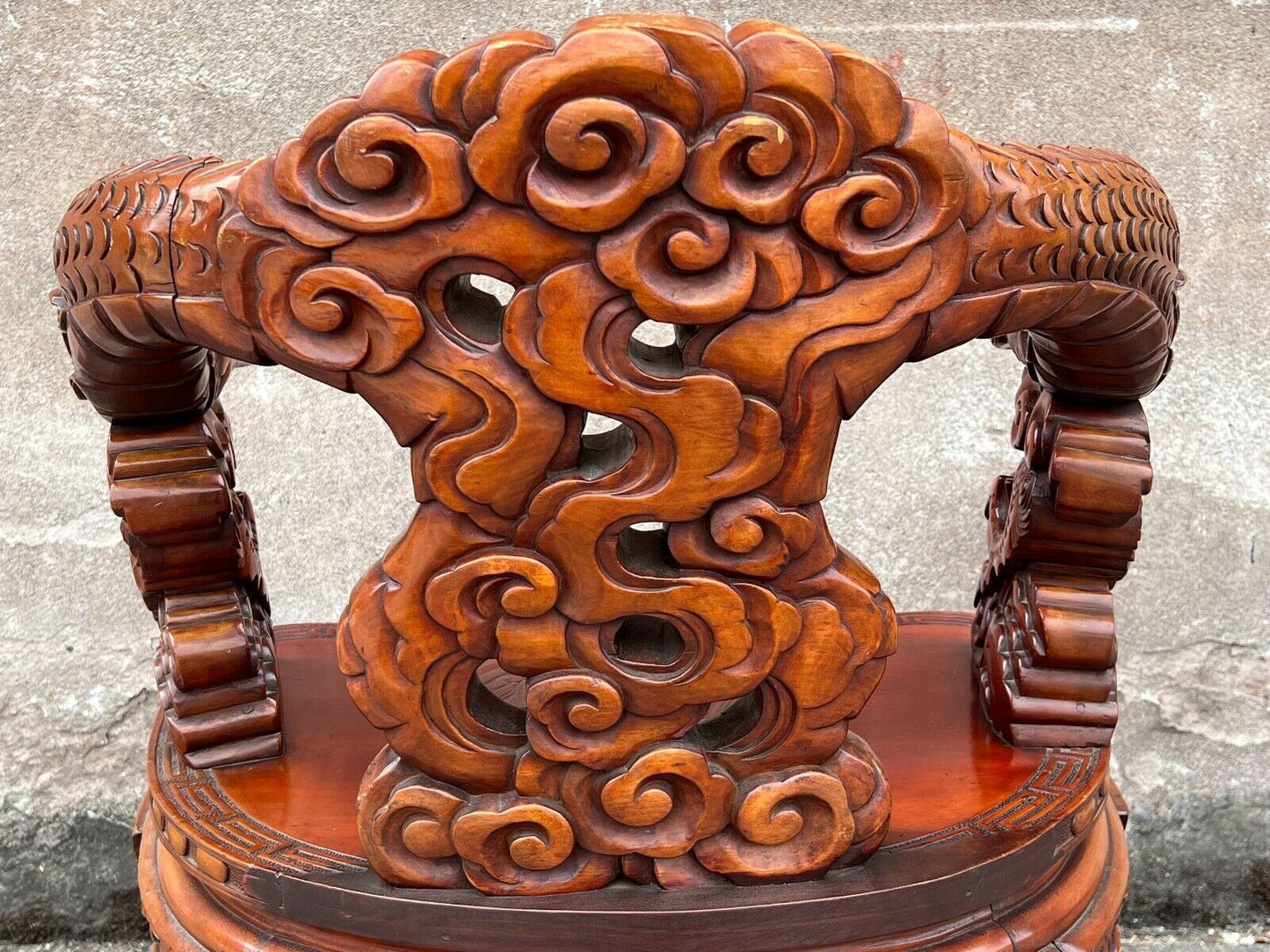 Antique Japanese Meiji Era (C1900) Dragon Chair Hand Carved For Export 17"Seat