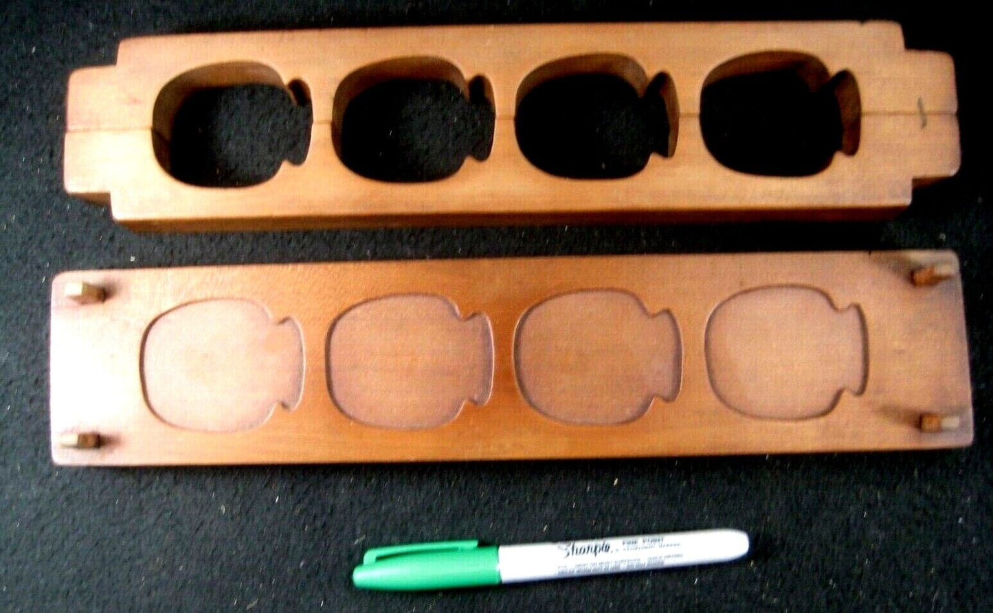 Vintage Japanese Taisho Hand Carved Wooden Kashigata Cake Mold Pickel Jars 12"