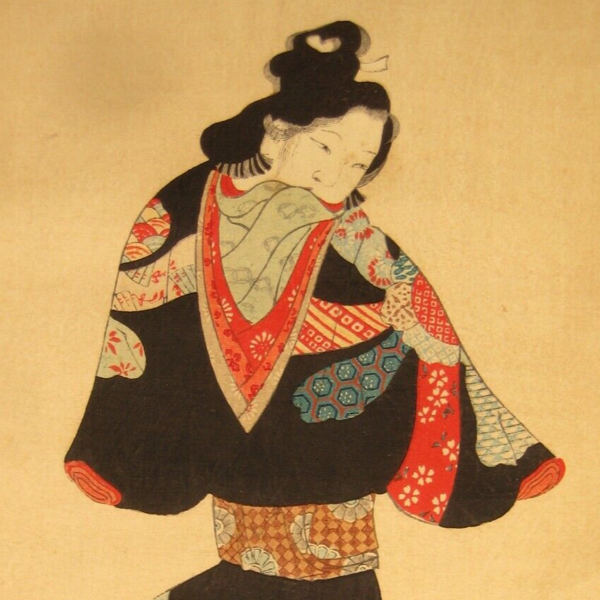 Antique Japanese Edo Era (C.1630) Rare Scroll: Courtesan By Tosa Mitsunori