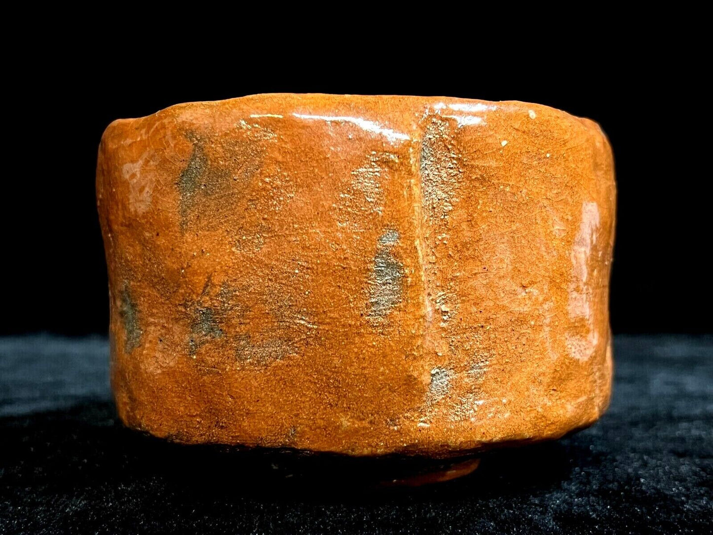 Vintage Japanese Tea Ceremony Ceramic Chawan Tea Bowl Raku Orange-Brown 5"