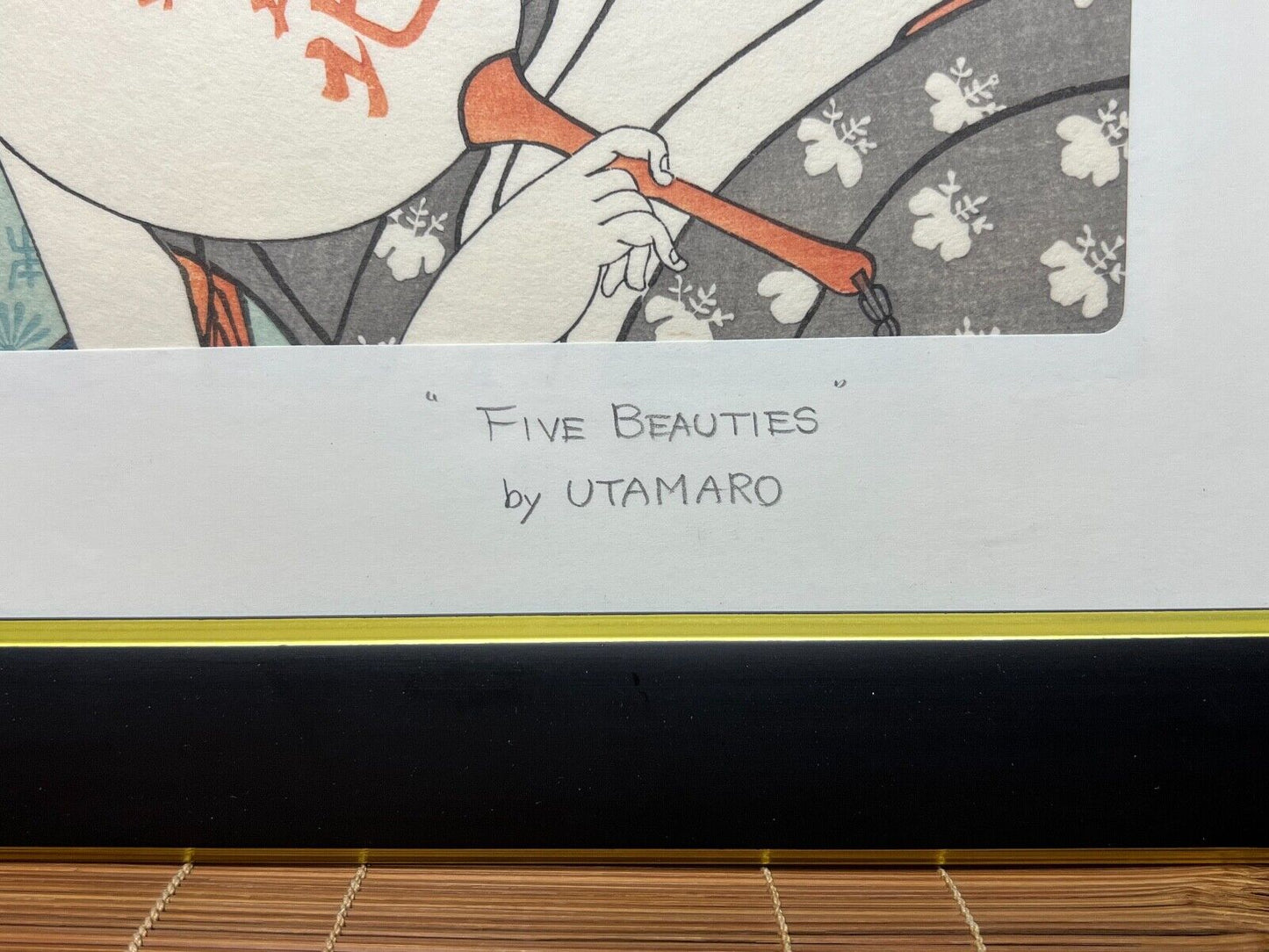 Japanese Woodblock Print Reproduction: By Utamaro Bijinga "Five Beauty" Print