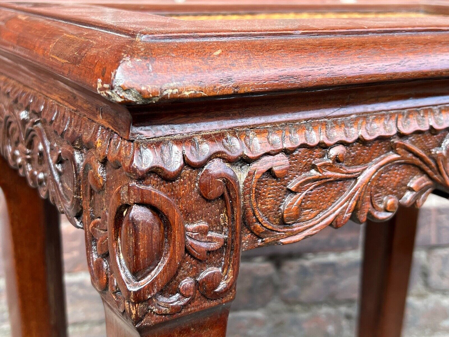 Antique Chinese Ming Style Stool Late Qing Dynasty Carved (Set of 2 Available)
