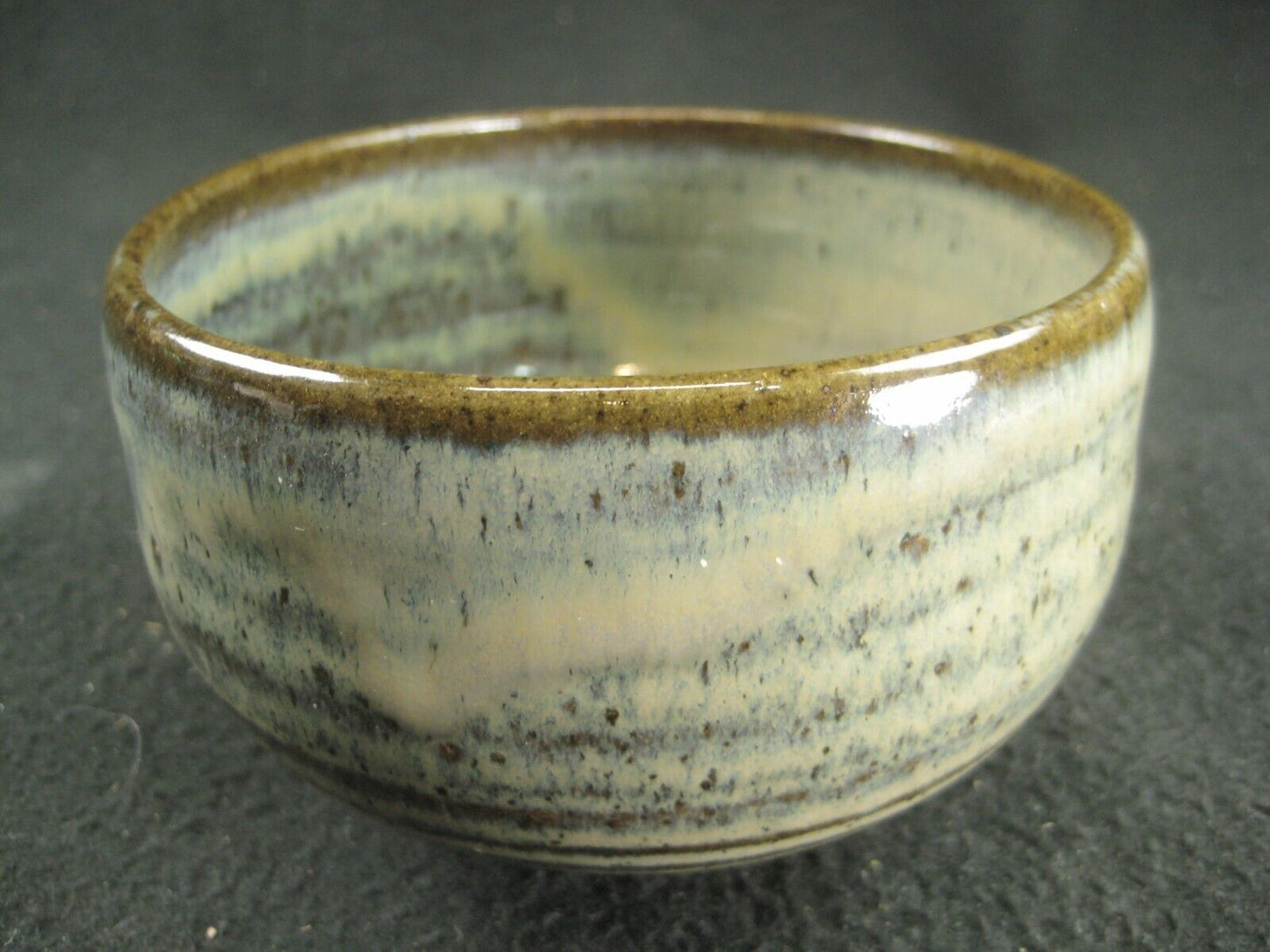 Vintage Japanese Tea Ceremony Ceramic Chawan Tea Bowl Green Hairsfur Glaze
