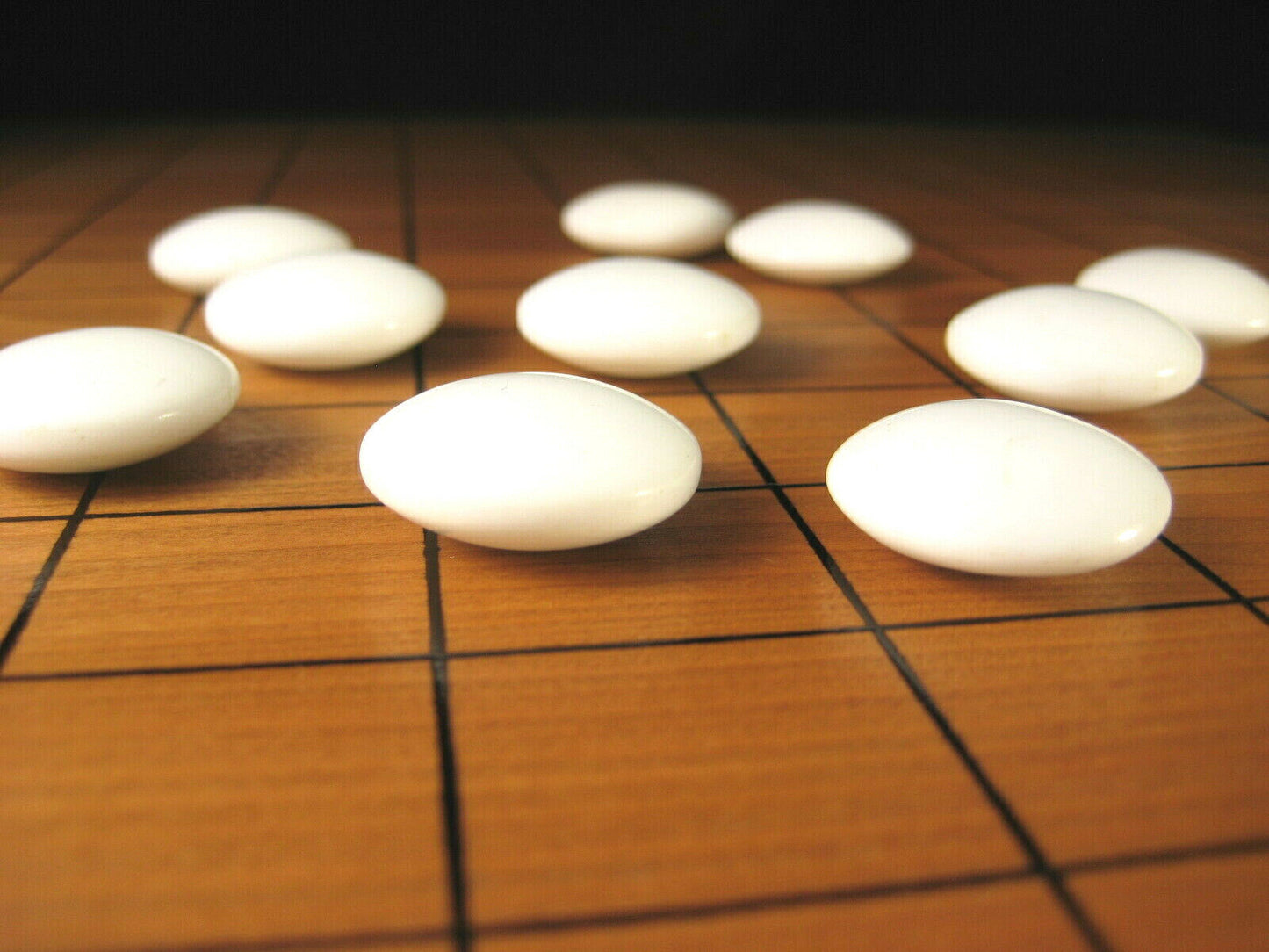 Vintage Japanese Go Game Stones X10 For Replacement - White Glass 10Pcs ~3/8"