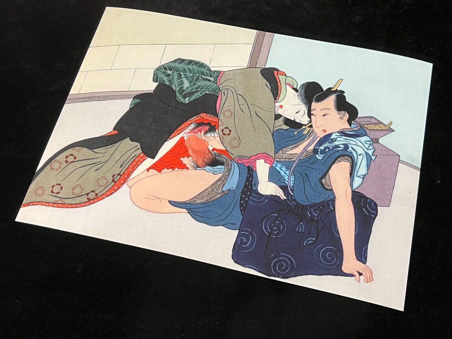 Shunga Japanese Erotic Art Giclee Print Hand Painting on Silk 10.5"x7.5" #5