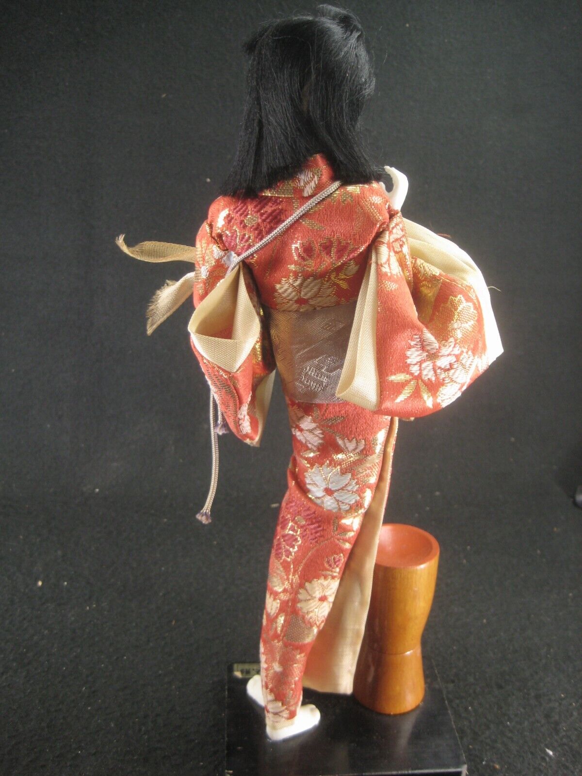 Vintage Japanese Geisha Doll W/ Bell In Red & White Sakura Kimono 11"