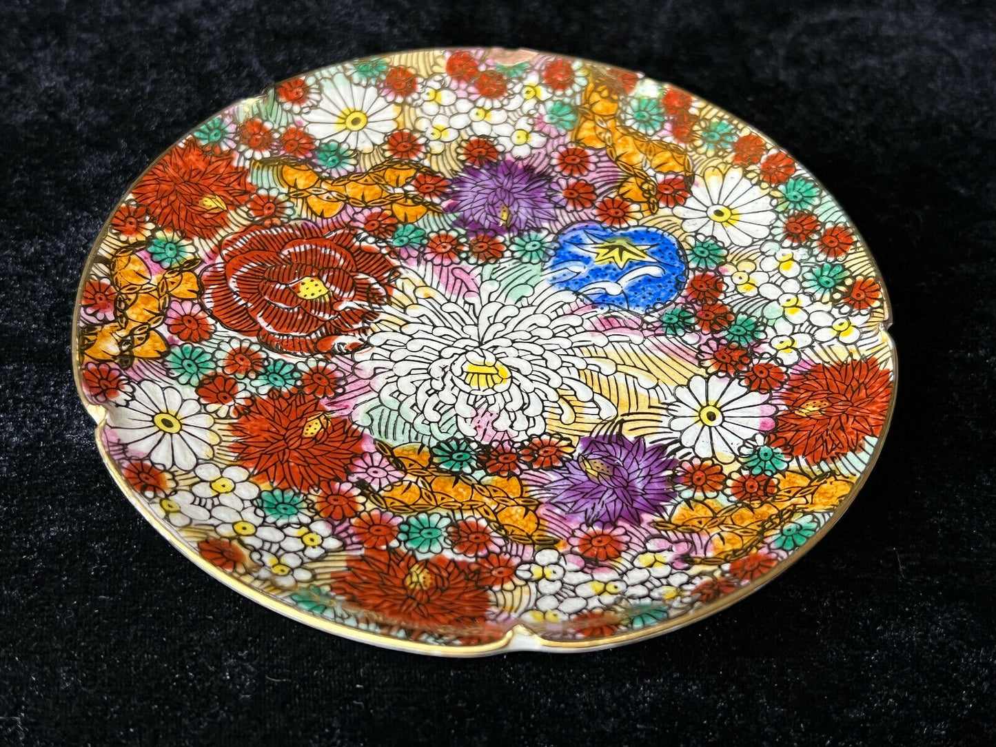 Antique Japanese Early 1900'S Satsuma Plate Ceramic Hand Painted Kiku 4.75"