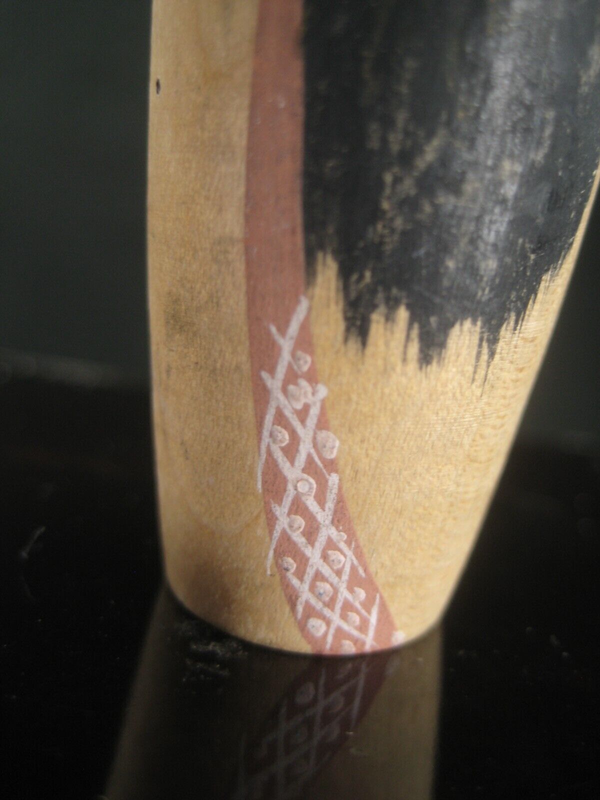 Vintage Japanese Kokeshi Gold And Black Wooden Doll Kimono 6"