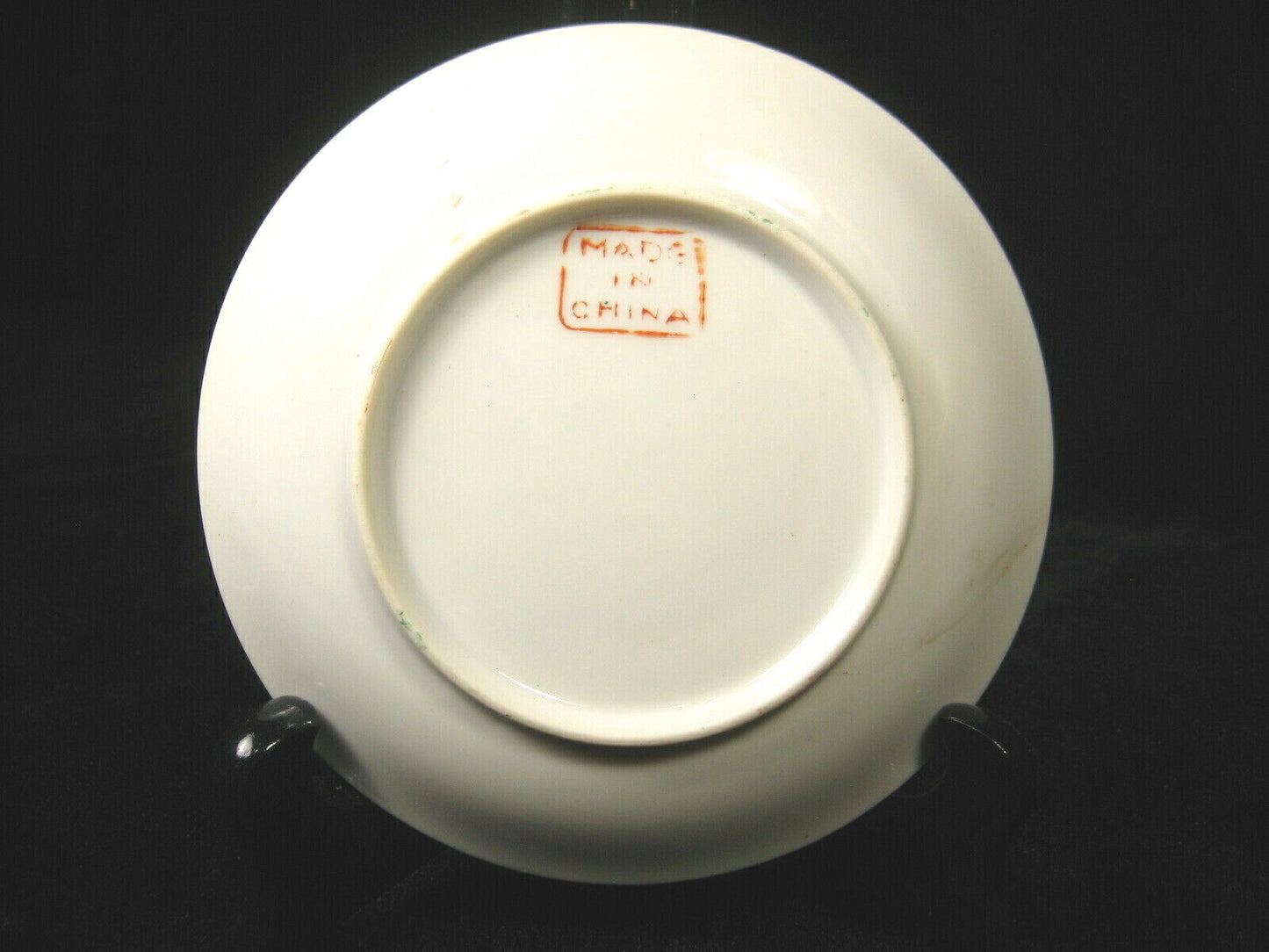 Vintage Chinese Ceramic Hand Painted Plate Dish Orange Green Birds & Flowers 5"
