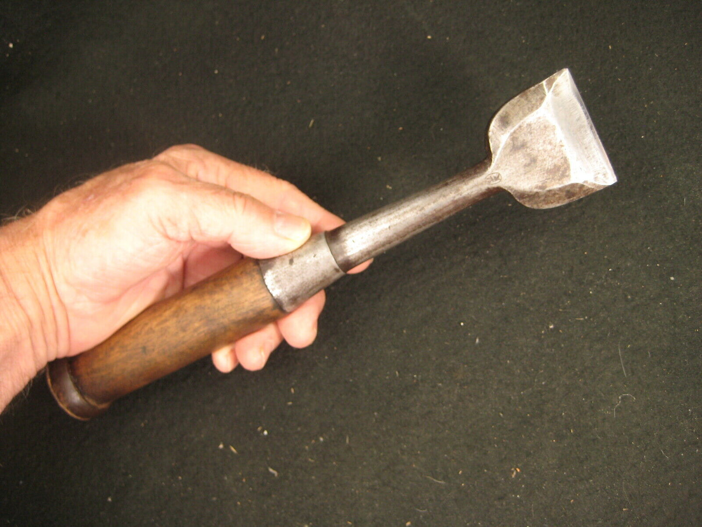 Vintage Japanese Signed Tool Laminated Forged Iron Blade Nomi Chisel Red Oak