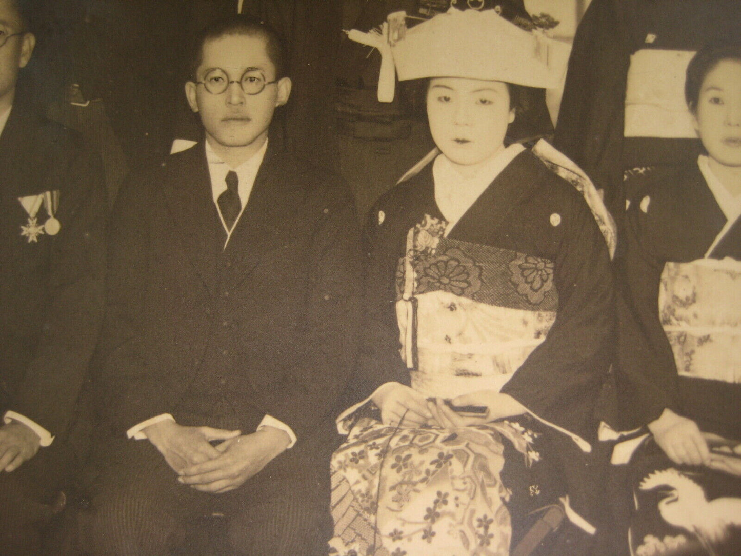 Japanese Antique Ww2 Wedding Photo 1938 (Showa 13Th Year) Imperial Military
