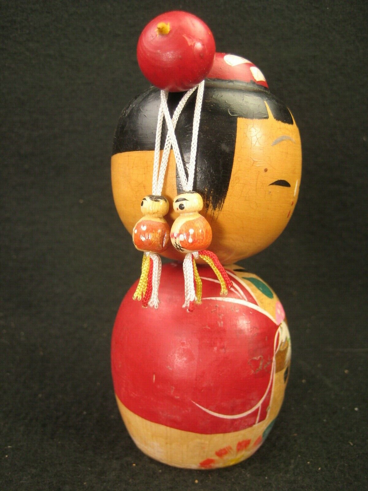 Vintage Japanese Showa Era (C.1950) Wooden Kokeshi Doll With Extra 2 Dolls