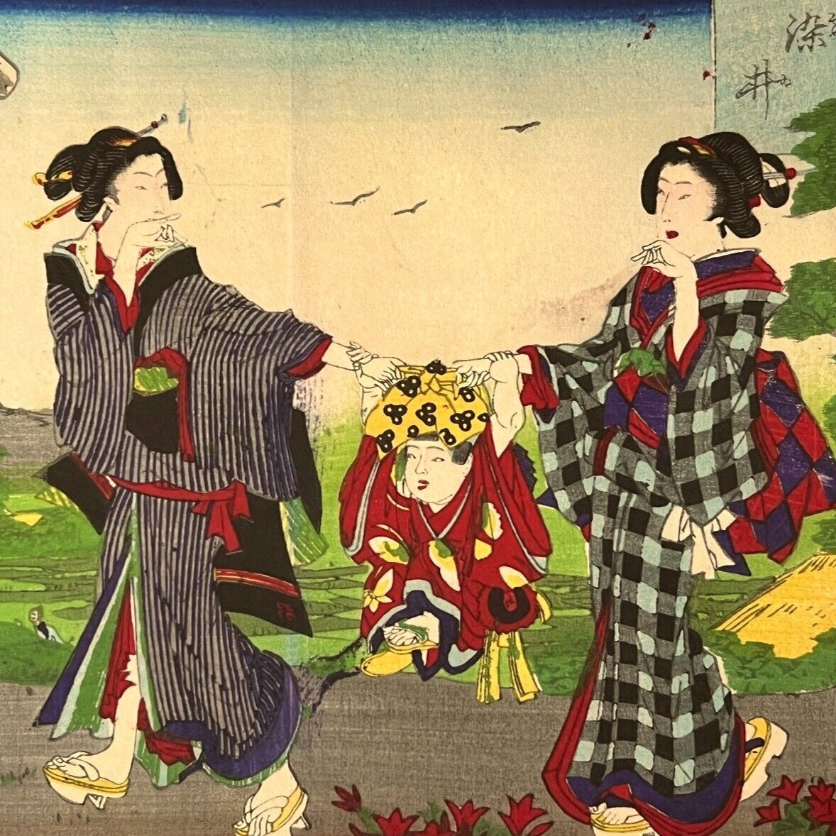 Female Ukiyo-E Artist Chikayoshi Toyohara Giclee Woodblock C1875 9.5"x7"