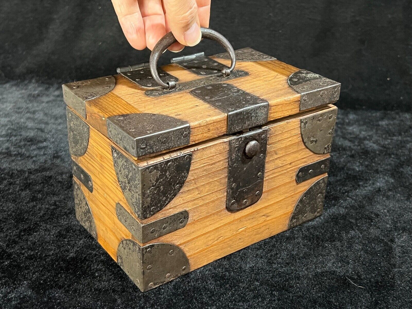 Antique Japanese Meiji/Edo 1800'S Inbako Tansu Suzuribako For Inkan Stamps 6X4"