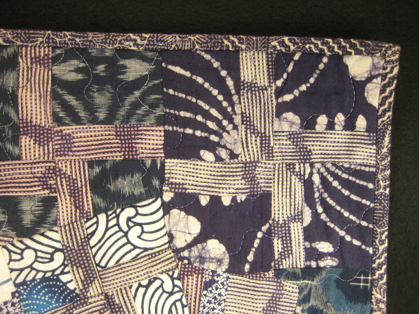 Vintage Japanese Printed Cotton Stiched Quilt Utamaro Courtesan Geisha Design
