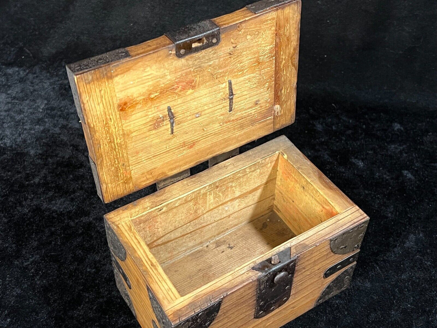 Antique Japanese Meiji/Edo 1800'S Inbako Tansu Suzuribako For Inkan Stamps 6X4"