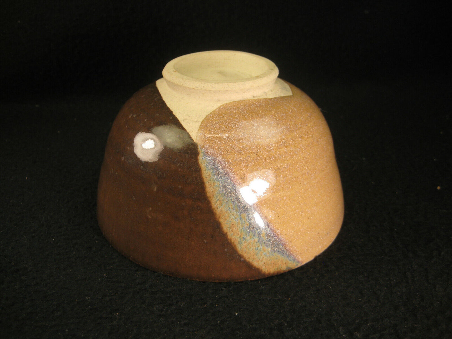 Vintage Japanese Tea Ceremony Ceramic Chawan Tea Bowl Dip Glaze 4.5"