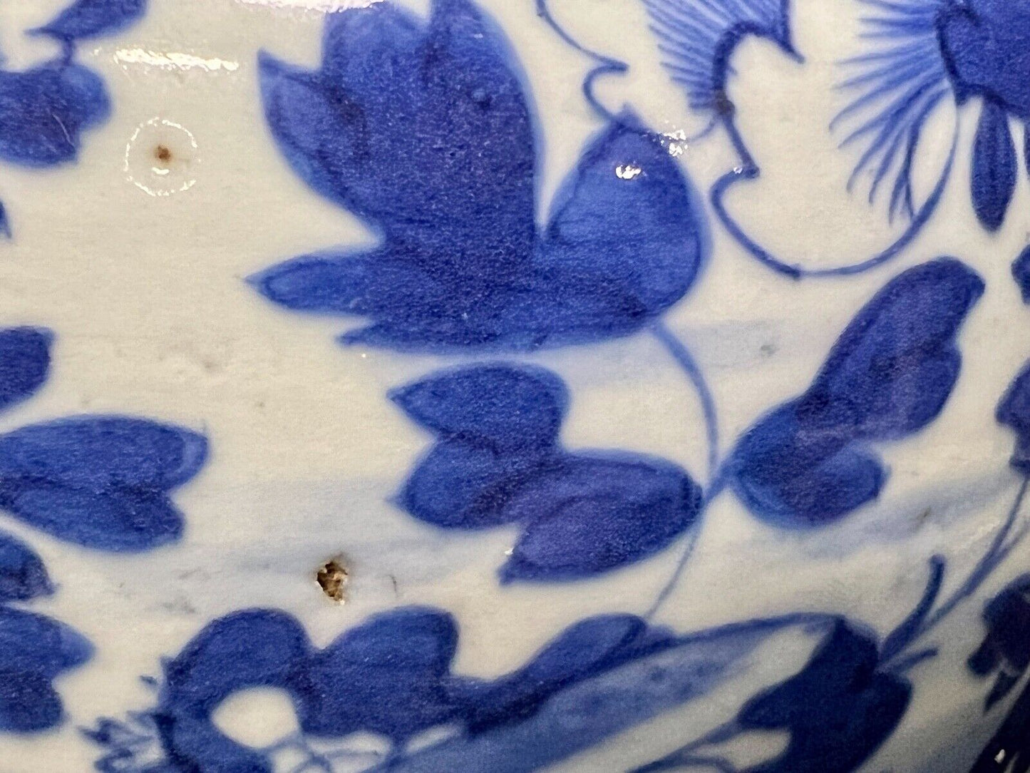 Antique Chinese Qing 19th Century Blue & White Ginger Jar Hand Painted 8"