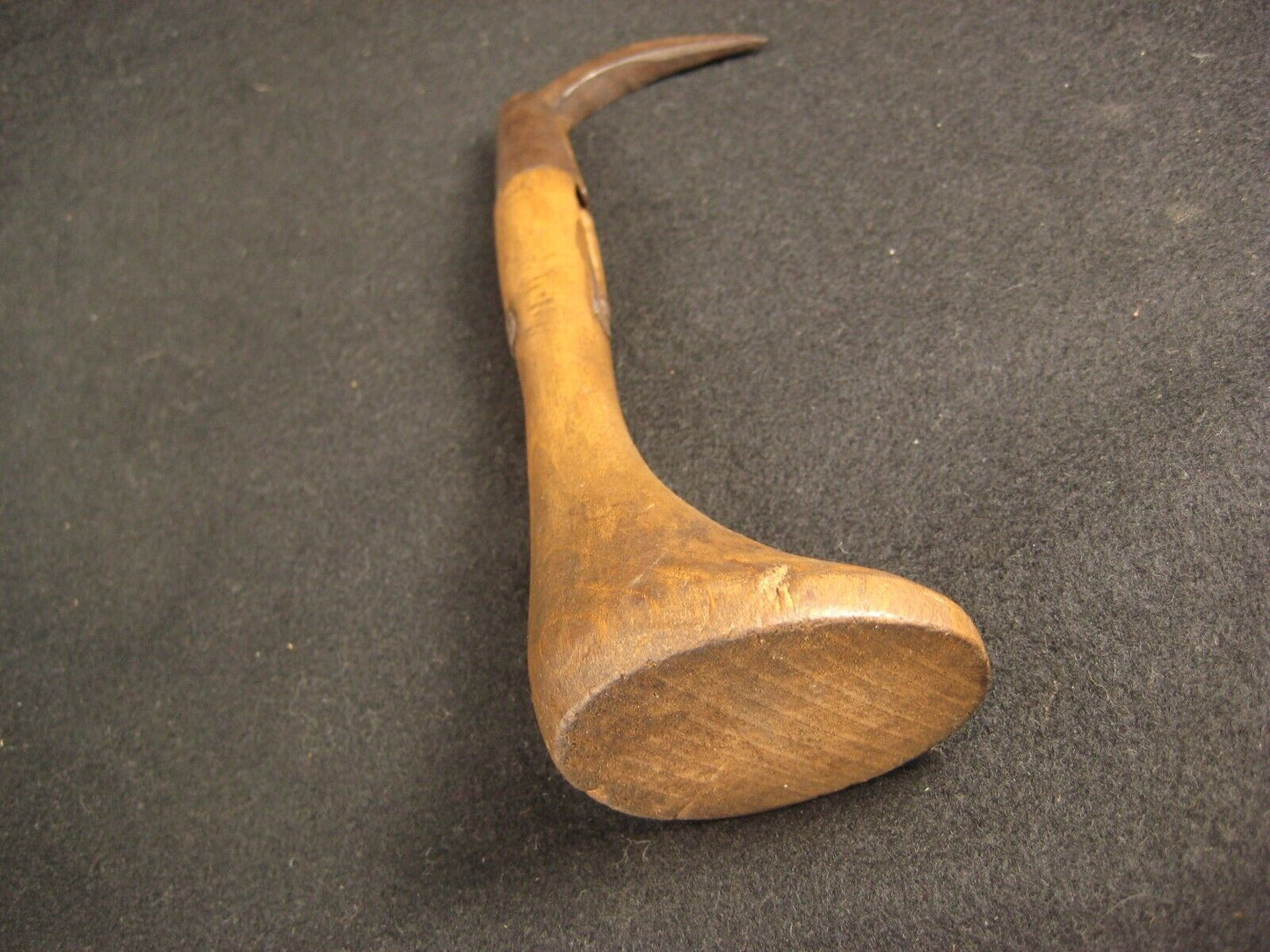 Antique Japanese Signed Forged Iron Gaff With Hinoki Wood Handle