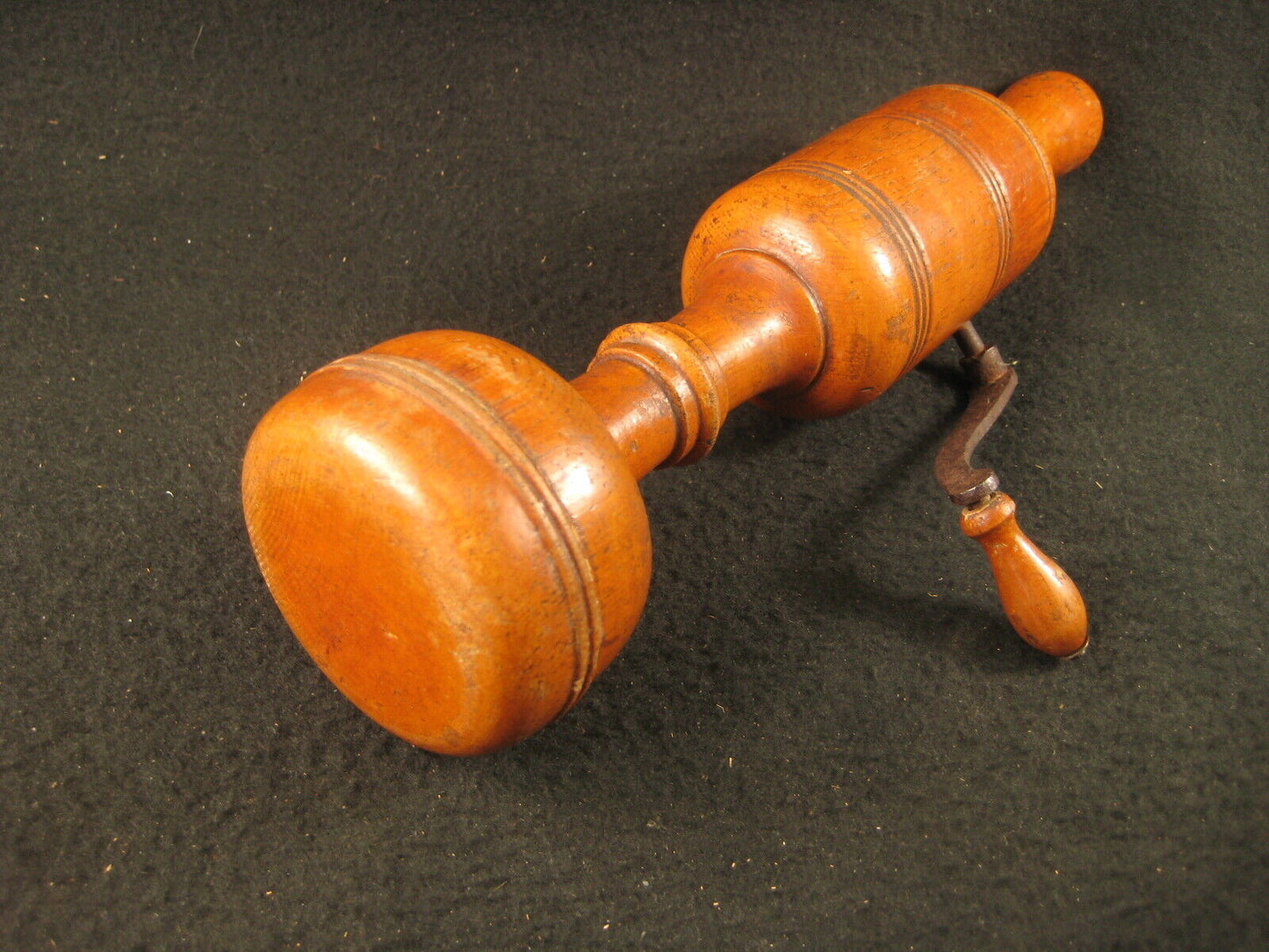 Antique Meiji Era (Early 1900'S)  Japanese Hand Crank Massager Zelkova Wood