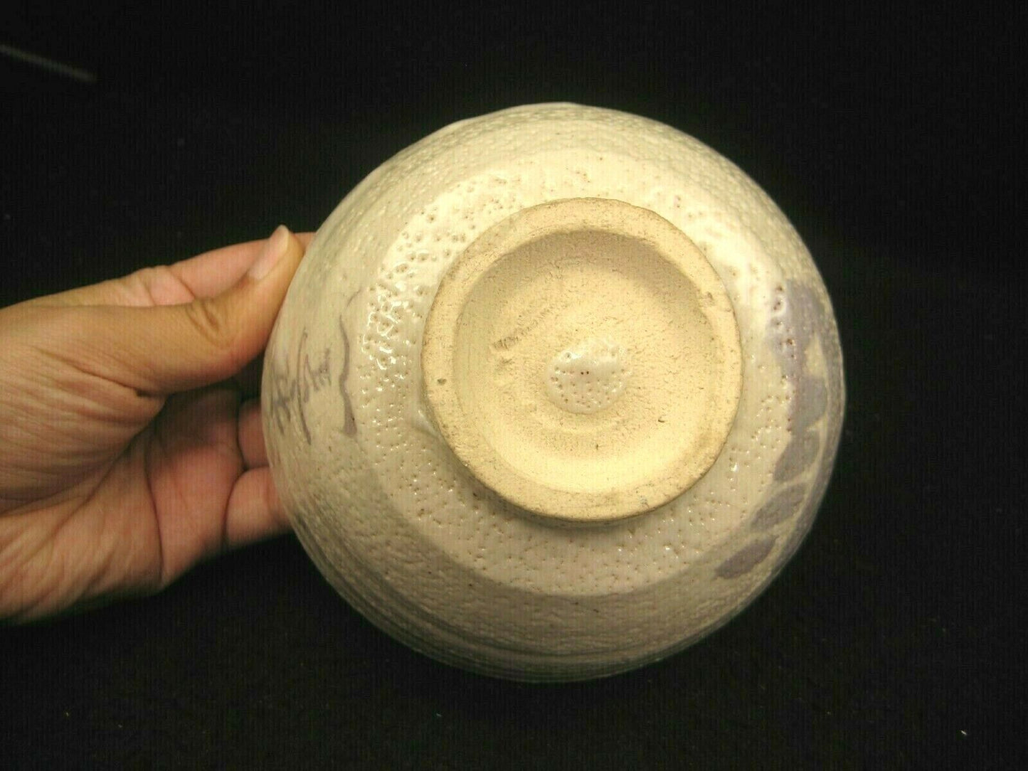 Vintage Japanese Signed Winter Tea Ceremony Ceramic Chawan Bowl Off White