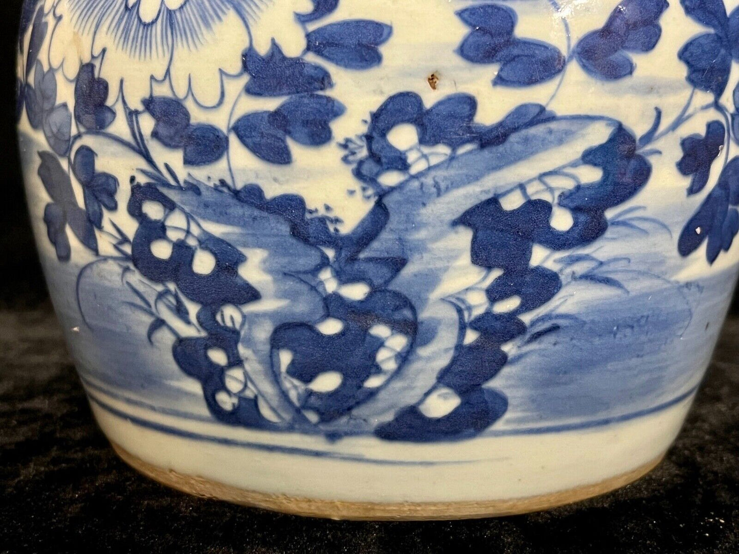Antique Chinese Qing 19th Century Blue & White Ginger Jar Hand Painted 8"