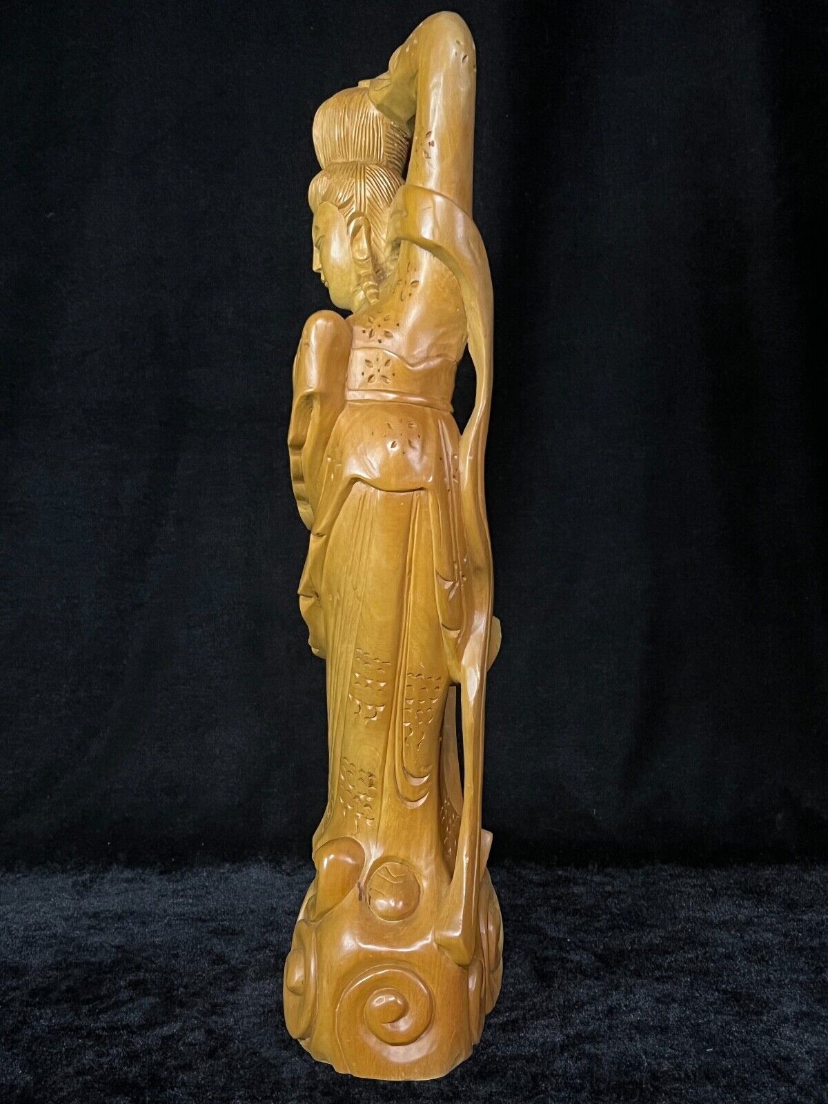 Vintage Chinese Quan Yin Carved Sculpture 18" Goddess ff Compassion