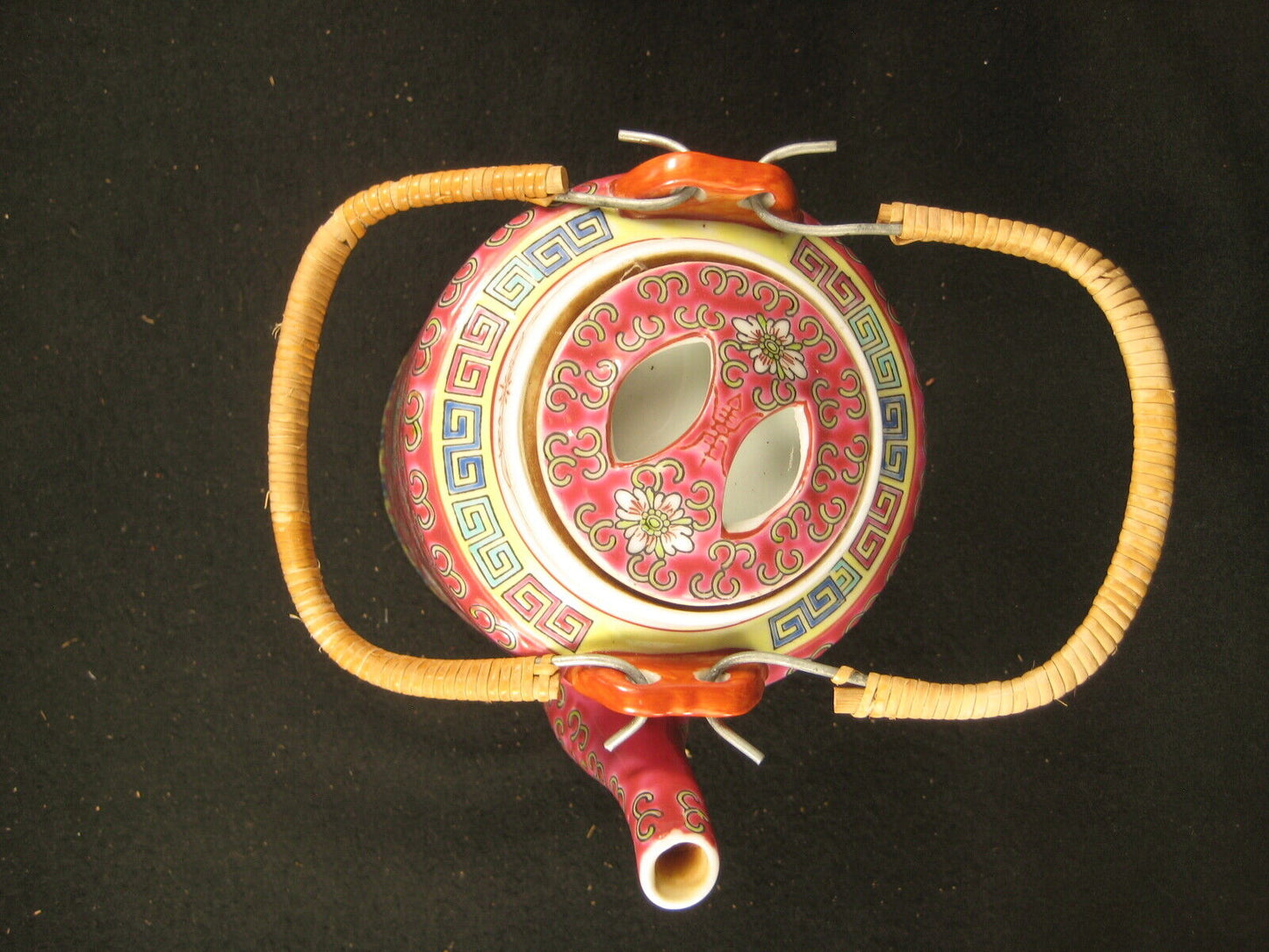 Vintage Chinese Signed Hand Painted Ceramic Tea Pot