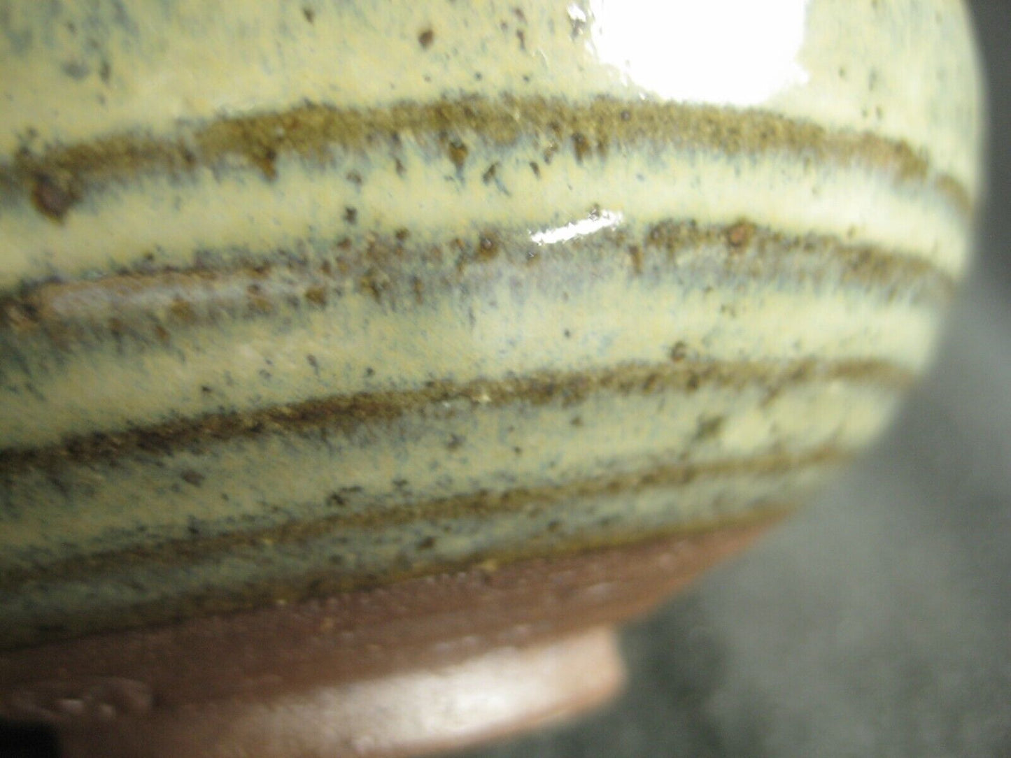 Vintage Japanese Tea Ceremony Ceramic Chawan Tea Bowl Green Hairsfur Glaze